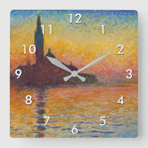 Claude Monet - San Giorgio Maggiore in Dusk Vierkante Klok