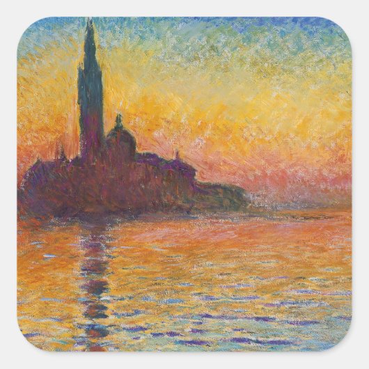 Claude Monet - San Giorgio Maggiore in Dusk Vierkante Sticker (Voorkant)