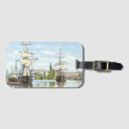 Claude Monet. Schepen die op de zegen in Rouen rij Bagagelabel