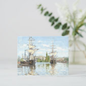 Claude Monet. Schepen die op de zegen in Rouen rij Briefkaart (Staand voorkant)
