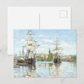 Claude Monet. Schepen die op de zegen in Rouen rij Briefkaart (Voorkant / Achterkant)
