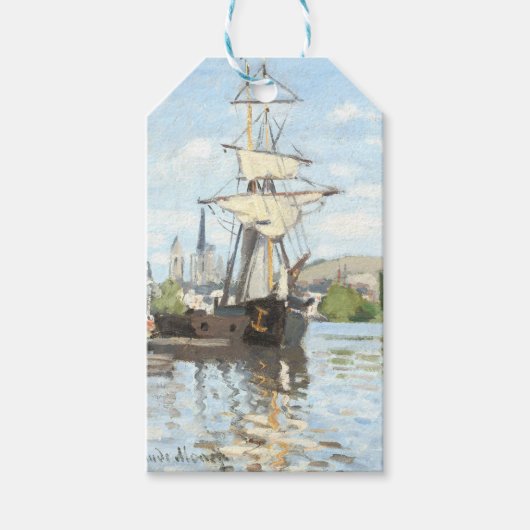 Claude Monet. Schepen die op de zegen in Rouen rij Cadeaulabel (Voorkant)