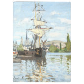 Claude Monet. Schepen die op de zegen in Rouen rij Klembord (Achterkant)