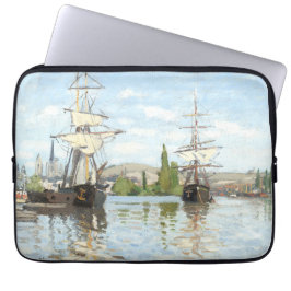 Claude Monet. Schepen die op de zegen in Rouen rij Laptop Sleeve