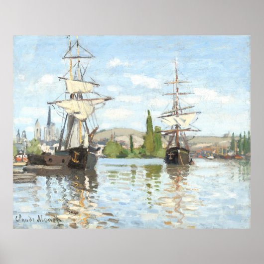 Claude Monet. Schepen die op de zegen in Rouen rij Poster (Voorkant)