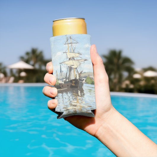 Claude Monet. Schepen die op de zegen in Rouen rij Seltzer Blikjeskoeler (Insitu Zwembad)