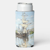 Claude Monet. Schepen die op de zegen in Rouen rij Seltzer Blikjeskoeler (Seltzer Achterkant)