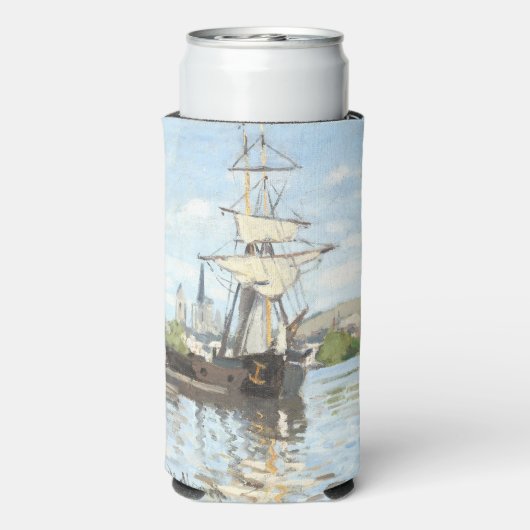 Claude Monet. Schepen die op de zegen in Rouen rij Seltzer Blikjeskoeler (Seltzer Achterkant)