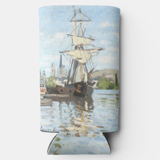 Claude Monet. Schepen die op de zegen in Rouen rij Seltzer Blikjeskoeler (Achterkant)