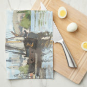 Claude Monet. Schepen die op de zegen in Rouen rij Theedoek (Quarter Fold)