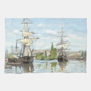 Claude Monet. Schepen die op de zegen in Rouen rij Theedoek