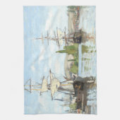 Claude Monet. Schepen die op de zegen in Rouen rij Theedoek (Verticaal)