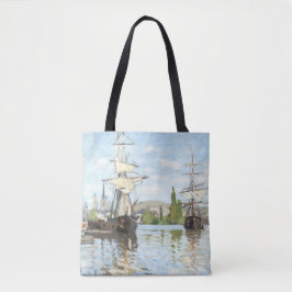 Claude Monet. Schepen die op de zegen in Rouen rij Tote Bag