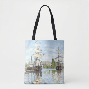 Claude Monet. Schepen die op de zegen in Rouen rij Tote Bag