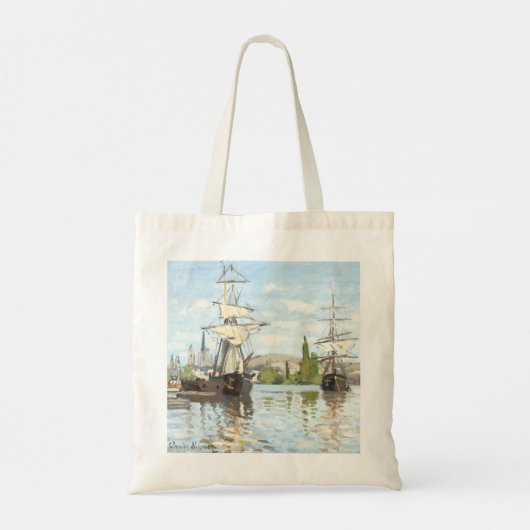 Claude Monet. Schepen die op de zegen in Rouen rij Tote Bag (Achterkant)