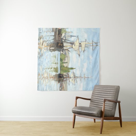 Claude Monet. Schepen die op de zegen in Rouen rij Wandkleed (In Situ (horizontaal))
