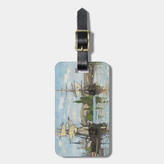 Claude Monet | Schepen die op de zegen in Rouen va Bagagelabel (Voorkant verticaal)