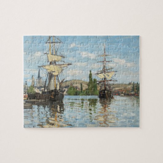 Claude Monet | Schepen die op de zegen in Rouen va Legpuzzel (Horizontaal)