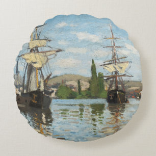 Claude Monet Schepen die op de zegen in Rouen va Rond Kussen