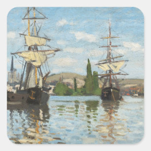 Claude Monet   Schepen die op de zegen in Rouen va Vierkante Sticker