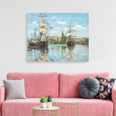 Claude Monet_Schepen op de Seine bij Rouen Canvas Afdruk (Insitu (Woonkamer))