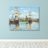 Claude Monet_Schepen op de Seine bij Rouen Canvas Afdruk (Insitu (Houten vloer))