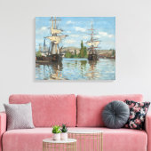 Claude Monet_Schepen op de Seine bij Rouen Canvas Afdruk (Insitu (Woonkamer))