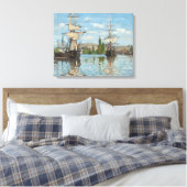 Claude Monet_Schepen op de Seine bij Rouen Canvas Afdruk (Insitu (Slaapkamer))