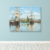 Claude Monet_Schepen op de Seine bij Rouen Canvas Afdruk (Insitu (Houten vloer))
