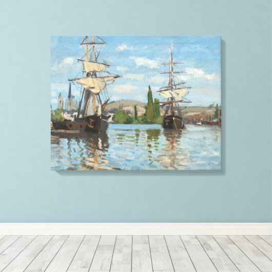 Claude Monet_Schepen op de Seine bij Rouen Canvas Afdruk (Insitu (Houten vloer))