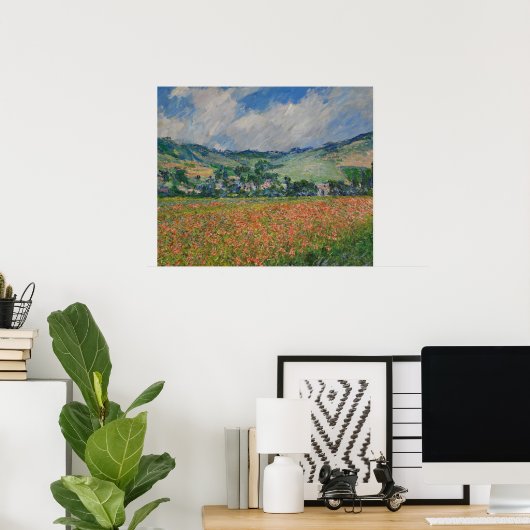Claude Monet Schilderen, Poppy Field bij Giverny Poster (Thuiskantoor)