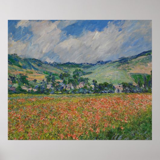 Claude Monet Schilderen, Poppy Field bij Giverny Poster (Voorkant)