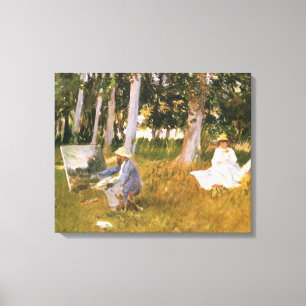 Claude Monet schilderend, Rand van een bos door Sa Canvas Afdruk
