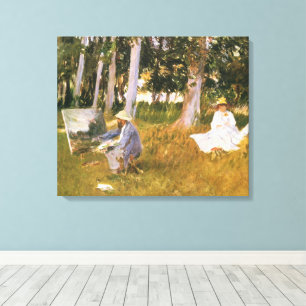 Claude Monet schilderend, Rand van een bos door Sa Canvas Afdruk