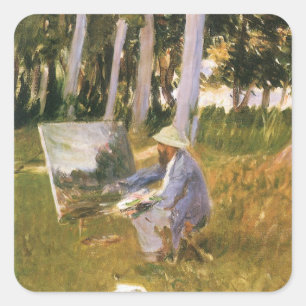 Claude Monet Schilderend, Rand van een Bos door Sa Vierkante Sticker