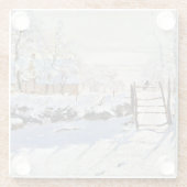 Claude Monet schilderij, The Magpie, Glazen Onderzetter (Achterkant)