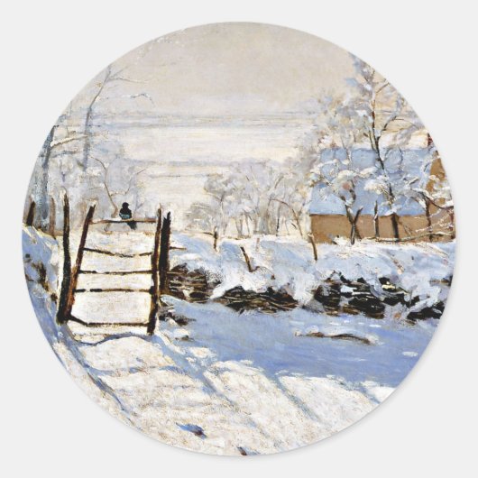 Claude Monet schilderij, The Magpie, Ronde Sticker (Voorkant)