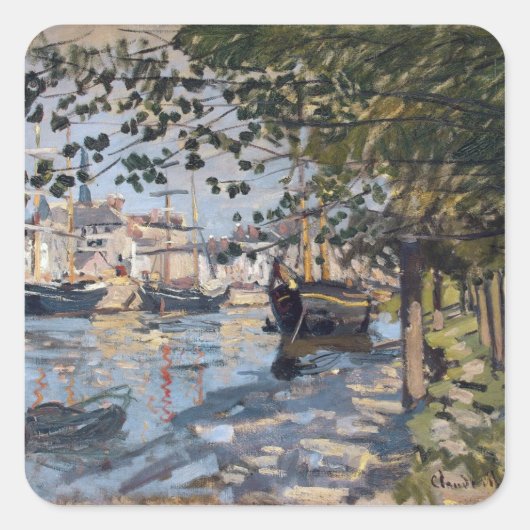 Claude Monet | Seine te Rouen, 1872 Vierkante Sticker (Voorkant)