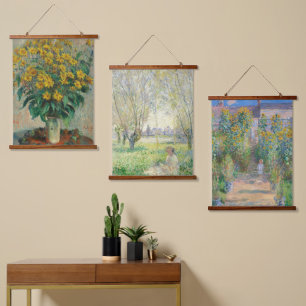 Claude Monet set van 3 beroemde oude schilderijen  Hangend Wandkleed