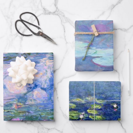 Claude Monet Shades van Blue Water Lilies Inpakpapier Vel (Voorkant)