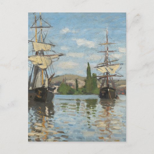 Claude Monet Ships Riding op de Seine in Rouen Briefkaart (Voorkant)