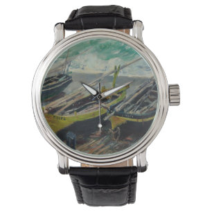 Claude Monet Sky Clouds Boten Schepen Zee Oceaan Horloge