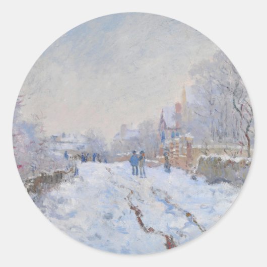 Claude Monet // Sneeuw in Argenteuil Ronde Sticker (Voorkant)