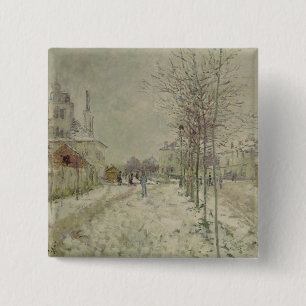 Claude Monet   Sneeuweffect Vierkante Button 5,1 Cm