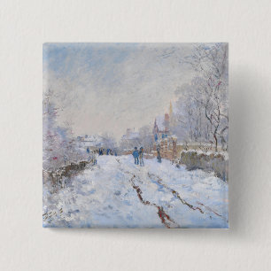 Claude Monet - Sneeuwlandschap bij Argenteuil Vierkante Button 5,1 Cm