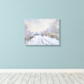 Claude Monet - Sneeuwtafereel bij Argenteuil Canvas Afdruk (Insitu (Houten vloer))