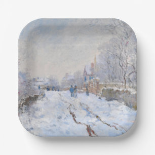 Claude Monet - Sneeuwtafereel bij Argenteuil Papieren Bordje