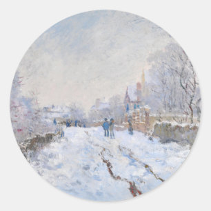 Claude Monet - Sneeuwtafereel bij Argenteuil Ronde Sticker