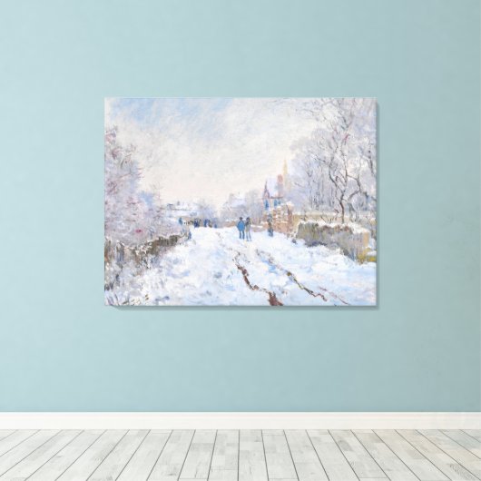 Claude Monet - Snow Scene in Argenteuil Canvas Afdruk (Insitu (Houten vloer))