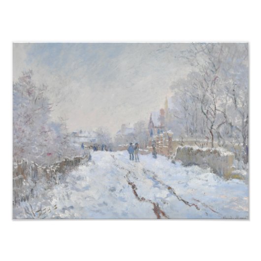 Claude Monet - Snow Scene in Argenteuil Foto Afdruk (Voorkant)